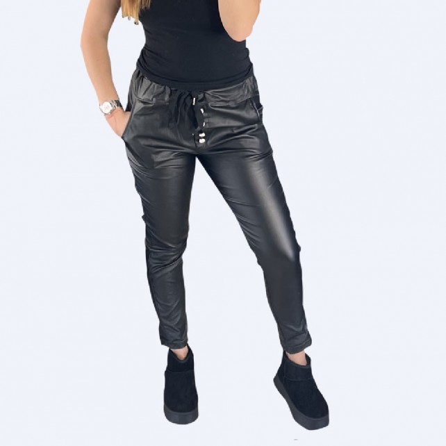 Pantalon simili cuir cordon pour un style rock